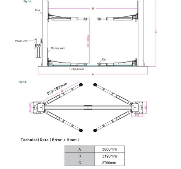 XK L1000 220V 10,000LBS 2 Post Car Lift Auto Car Lift Truck Hoist with 36 Months Parts Replacement