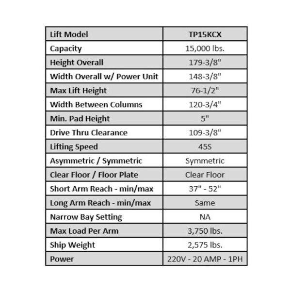 tp15kcx-image002-1.jpg ASEplatinum TP15KCX Heavy-Duty Clear Floor Two Post Lift
